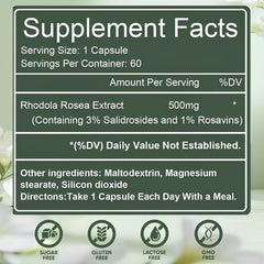 Raipult Floraviva Rhodiola capsules dispense view shows easy daily intake for steady energy.