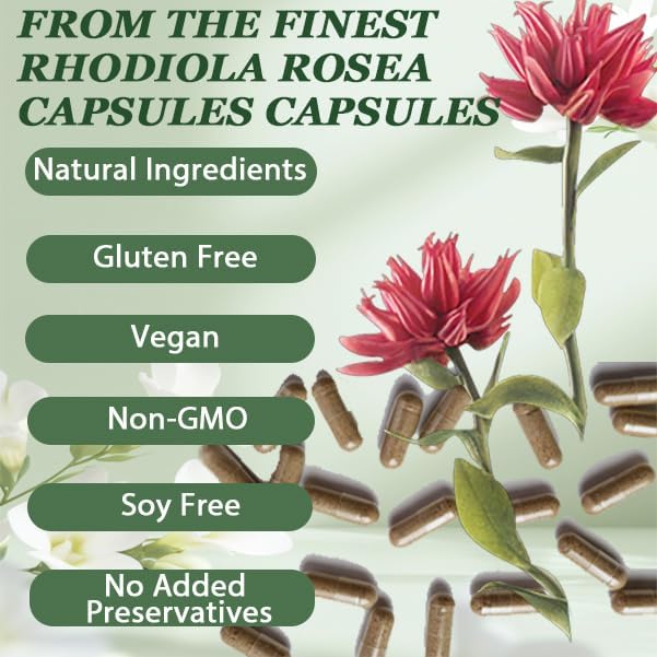 Raipult Floraviva Rhodiola capsules labeling reveals product name and dosage information.