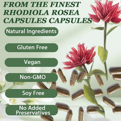 Raipult Floraviva Rhodiola capsules labeling reveals product name and dosage information.