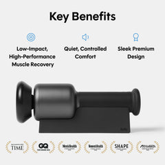 Rally Orbital Massager foam-head attachments for different muscle groups.