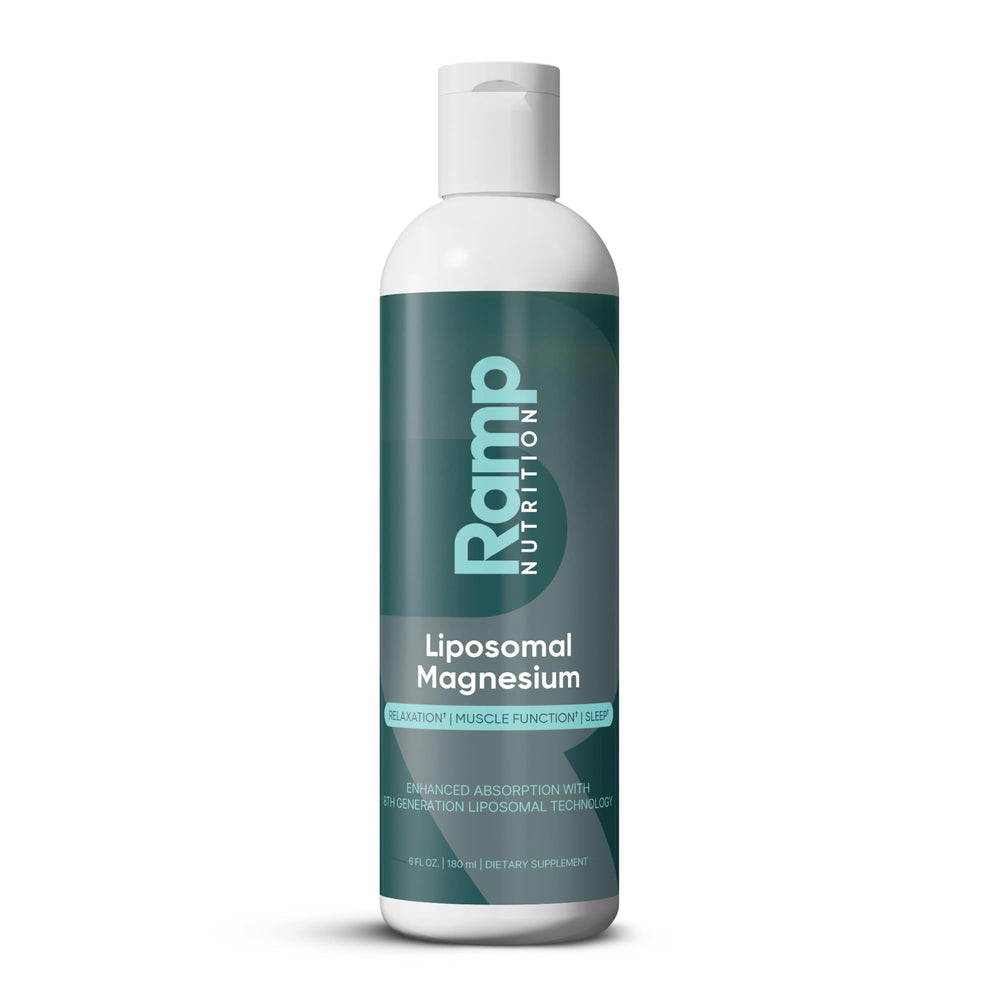 Ramp Nutrition liposomal magnesium bottle highlighting high-absorption formula for daily support