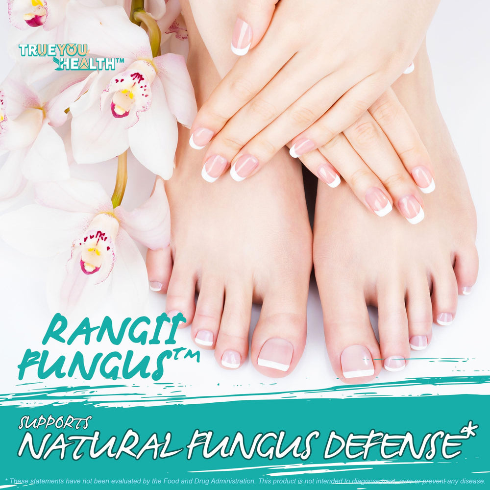 True You Health Rangii Fungus package communicates made-in-USA manufacturing with cGMP compliance.