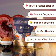 Rasa Magnificent Mushrooms powder stirred into coffee for earthy aroma and depth