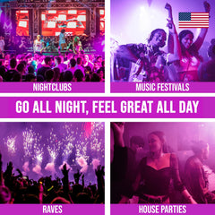 Rave Repeat 5-HTP-free formula label highlights safer pre-rave use.