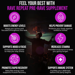 Rave Repeat CoQ10 and green tea blend supports sustained energy.