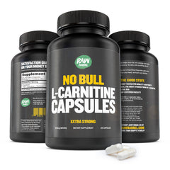 Raw Barrel No Bull L-Carnitine in glass bottle for Keto-friendly routines.