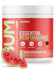 RAW Essential Performance tub closeup highlighting non-stim endurance and focus potential.