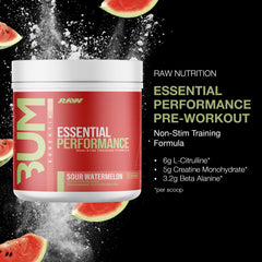 RAW Essential Performance preworkout scoop ready for training sessions.