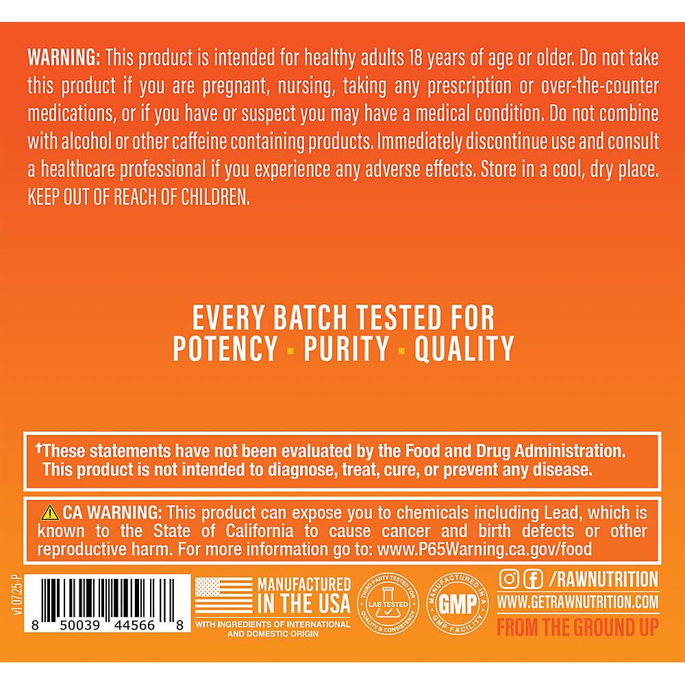 RAW Essential Pre-Workout orange serving helps you train harder with energy and drive.
