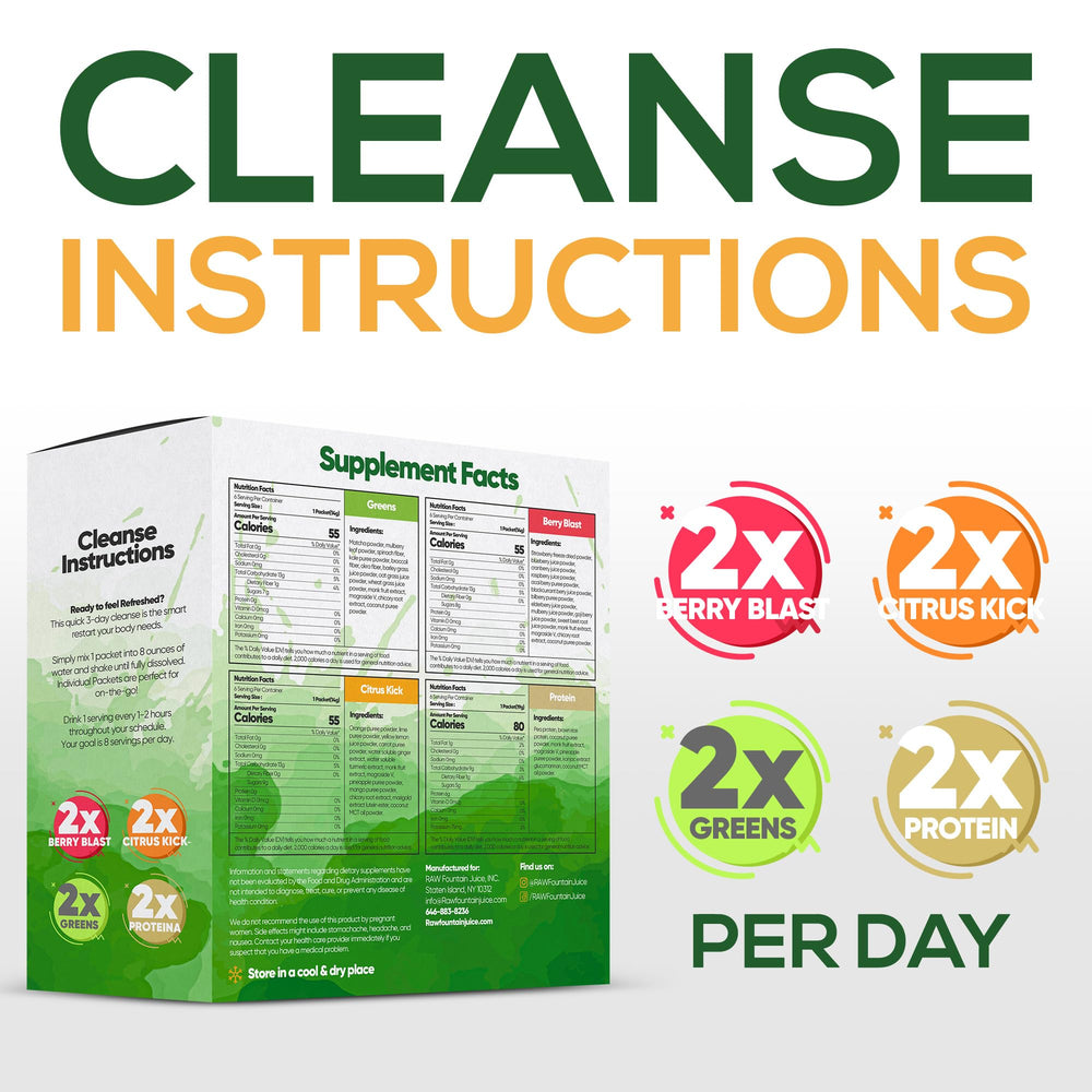 Raw Fountain natural ingredients and 18-month shelf life highlighted on packets