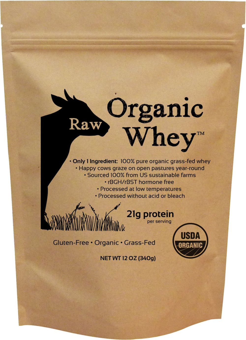 Raw Organic Whey jar shows pure grass-fed protein for smoothies.