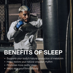 RAW Sleep hawthorn leaf and flower extracts shown as calming botanicals.