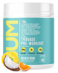 RAW Thavage Beach Bum pre-workout pour energizes training sessions.
