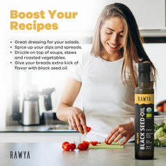 RAWYA 2-pack glass bottle packaging protects oil from light.