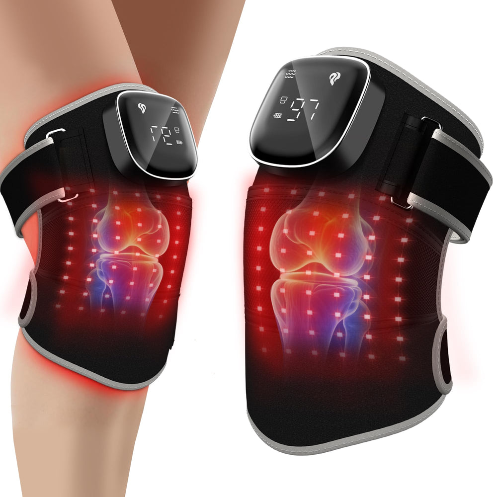 RAYOCON knee massager in a compact cordless design for travel comfort.