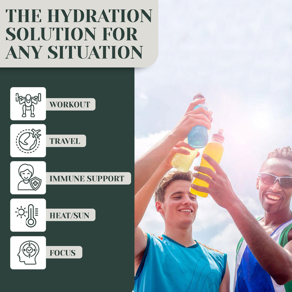 Rayvi natural ingredients coconut water and sea salt for real hydration support.