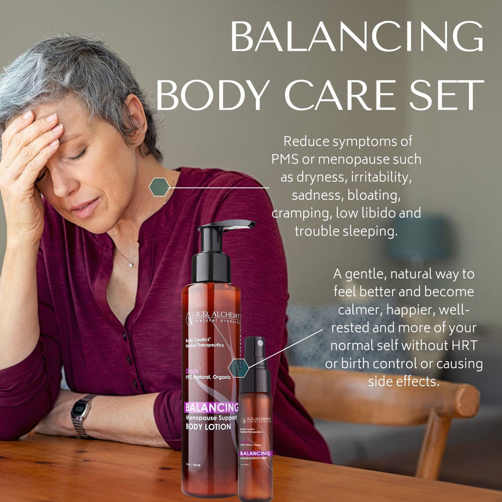 R.D. ALCHEMY menopause body lotion bottle cream providing deep hydration and relief.