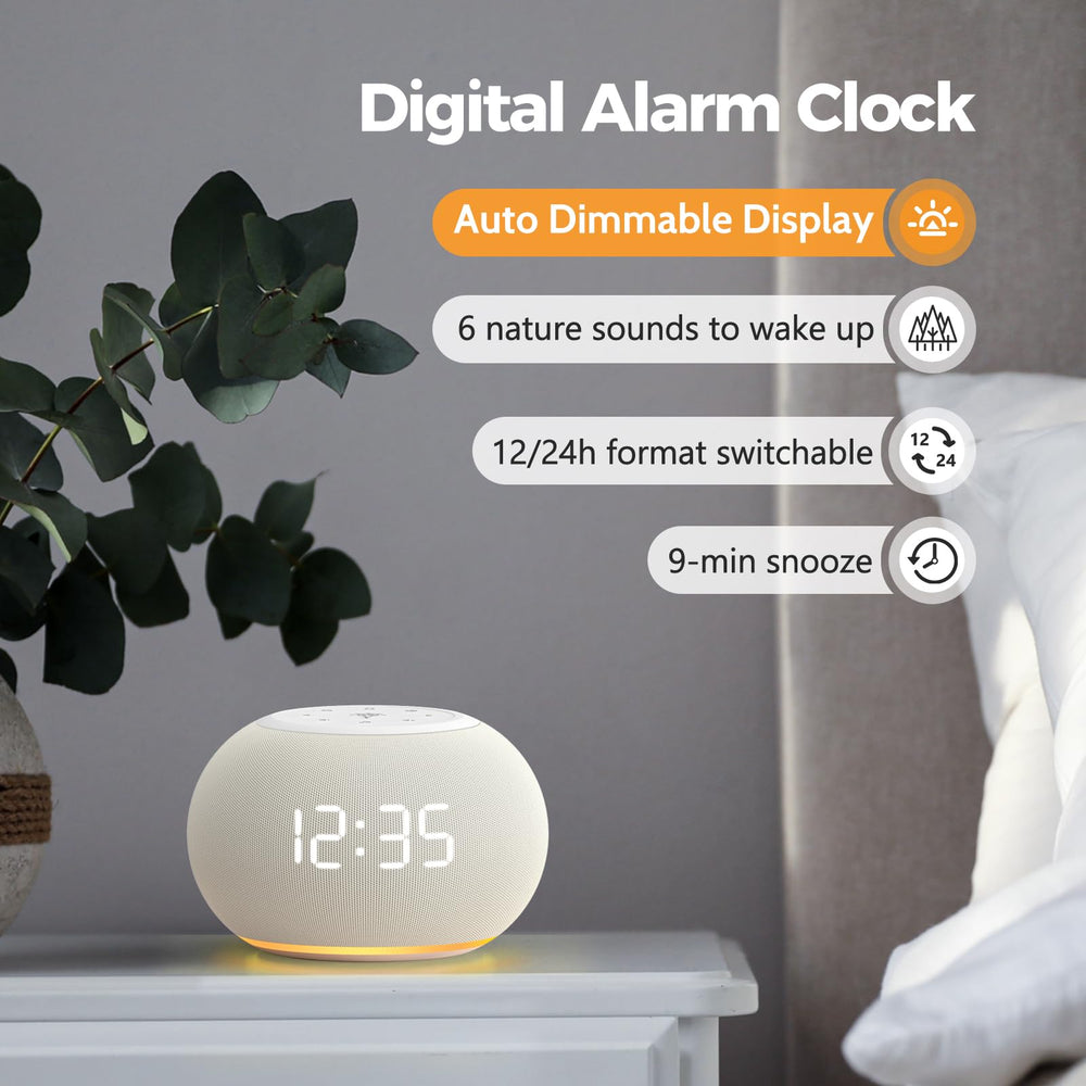 REACHER compact bedside clock blends with modern bedroom decor