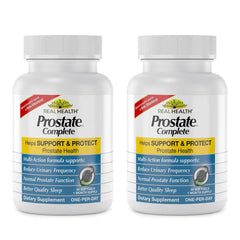 Real Health Prostate Complete softgels bottle for easy daily support.