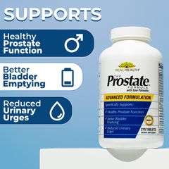 Real Health Prostate Formula man taking pill with water.