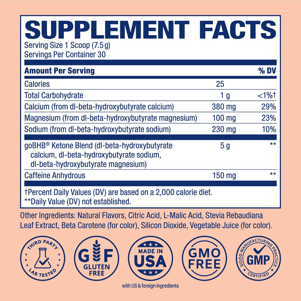 Real Ketones BHB Electrolyte Powder sachets highlight hydration support for workouts and fasting.