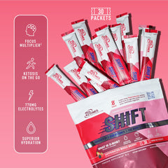 Hydration sip in a glass featuring Real Ketones electrolytes and mixed berry flavor.