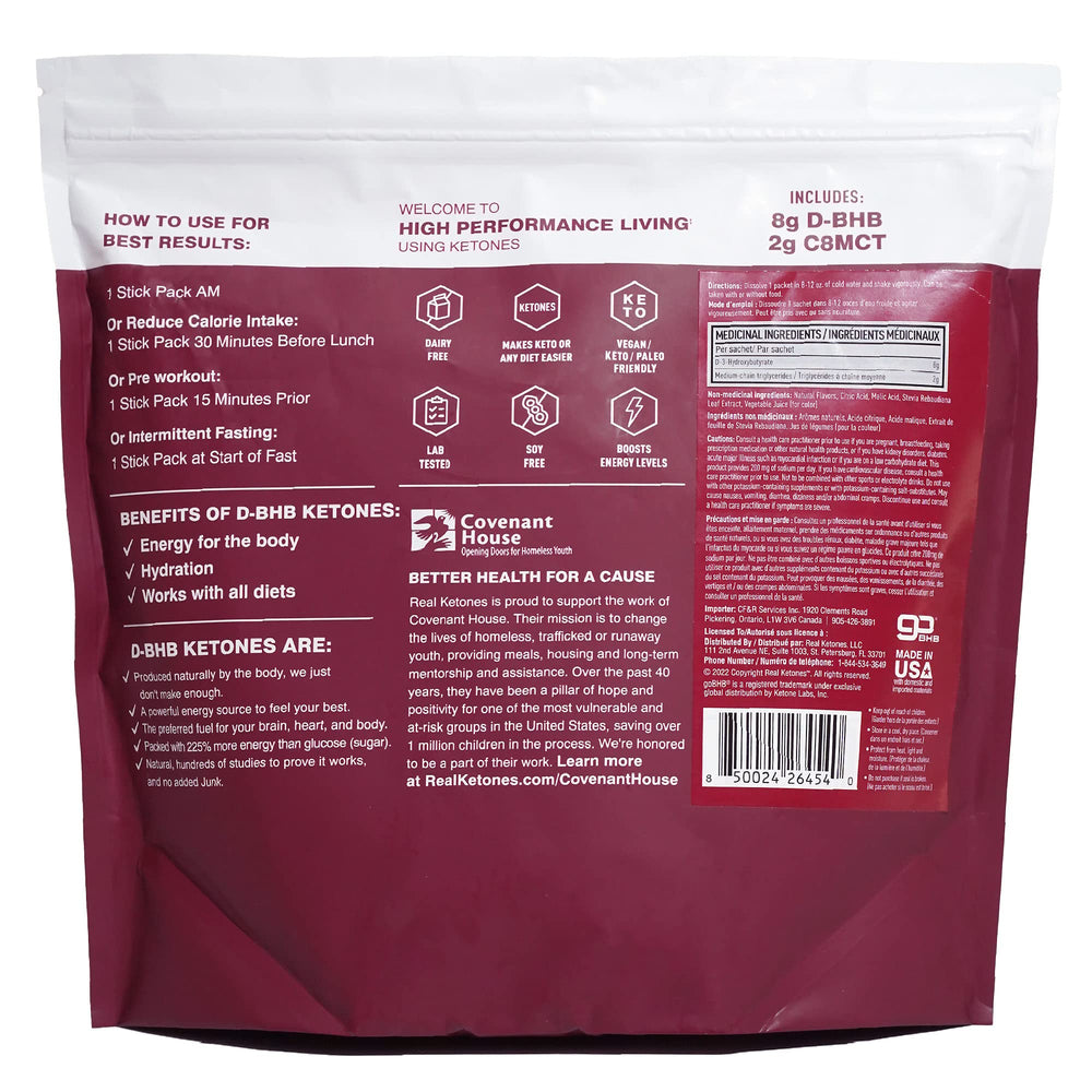 Real Ketones packet dispenser with mixed berry flavor for easy dosing