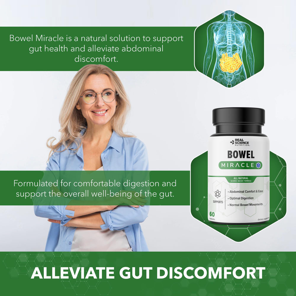 Real Science Nutrition Bowel Miracle gut health illustration suggesting balanced digestion