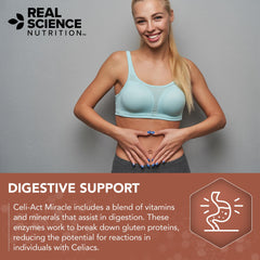 Real Science Nutrition Celi-Act Miracle bottle with glass implies on the go support