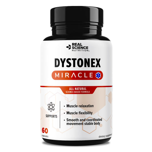 Real Science Nutrition Dystonia Miracle bottle on table suggesting daily use