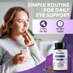 Real Science Glaucomol Miracle bottle in hand suggests convenient routine