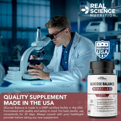Real Science Nutrition Glucose Balance packaging showing ingredients list for informed decisions.