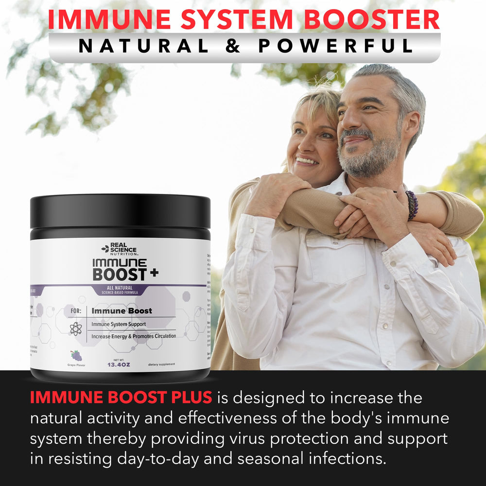 Close-up of Immune Boost Plus label showing natural immune support