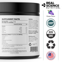 Real Science Nutrition Neuropathy Miracle usage steps with scoop and glass.