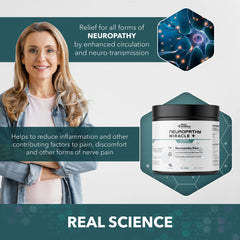 Real Science Nutrition Neuropathy Miracle packaging conveying USA made quality.