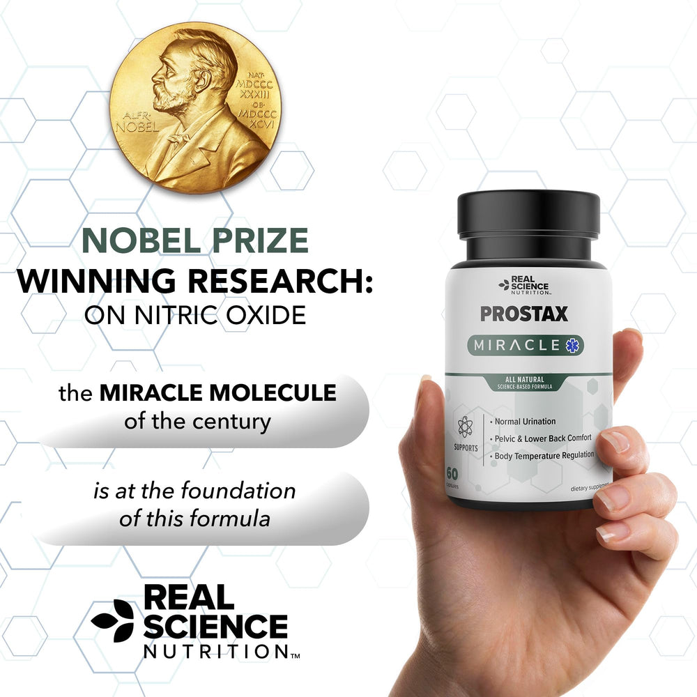 Real Science Nutrition Prostax Miracle bottle and box for home health routines