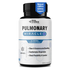 Real Science Nutrition Pulmonary Miracle capsules bottle for daily lung support and easier breathing