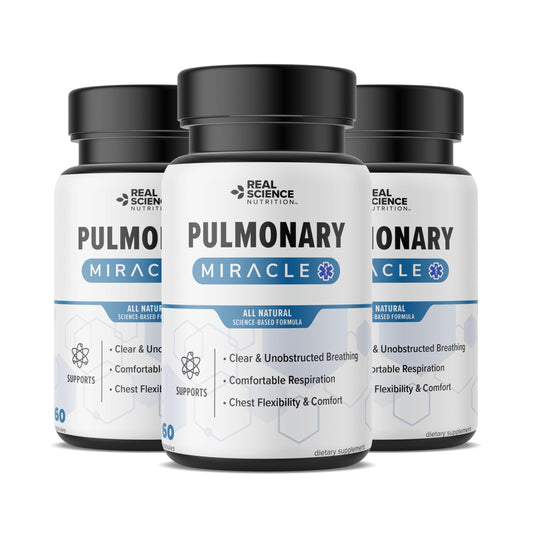 Real Science Nutrition Pulmonary Miracle capsules support easier breathing for daily activity.