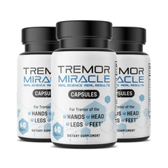 Real Science Nutrition Tremor Miracle Capsules 3-Pack bottle, potential tremor support for daily life.