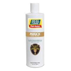 Real Time Pain Relief MAXX bottle showing 18 natural ingredients for targeted relief.