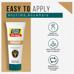 Real Time Pain Relief MAXX non-greasy absorption for daily use