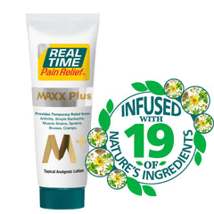 Real Time Pain Relief MAXX Plus capsicum warming for comfortable relief.