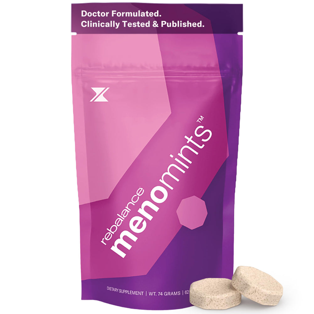 Rebalance MenoMints dissolving mint lozenge for quick symptom relief