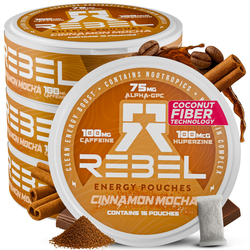 Rebel Nootropic Energy Cinnamon Mocha can front view for steady on-the-go energy