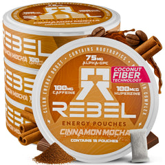 Rebel Nootropic Energy Cinnamon Mocha can front view for steady on-the-go energy