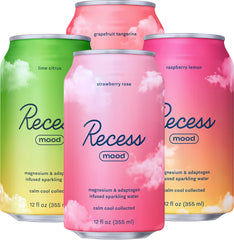 Recess Mood 12-pack variety sampler cans for a convenient relaxation ritual.