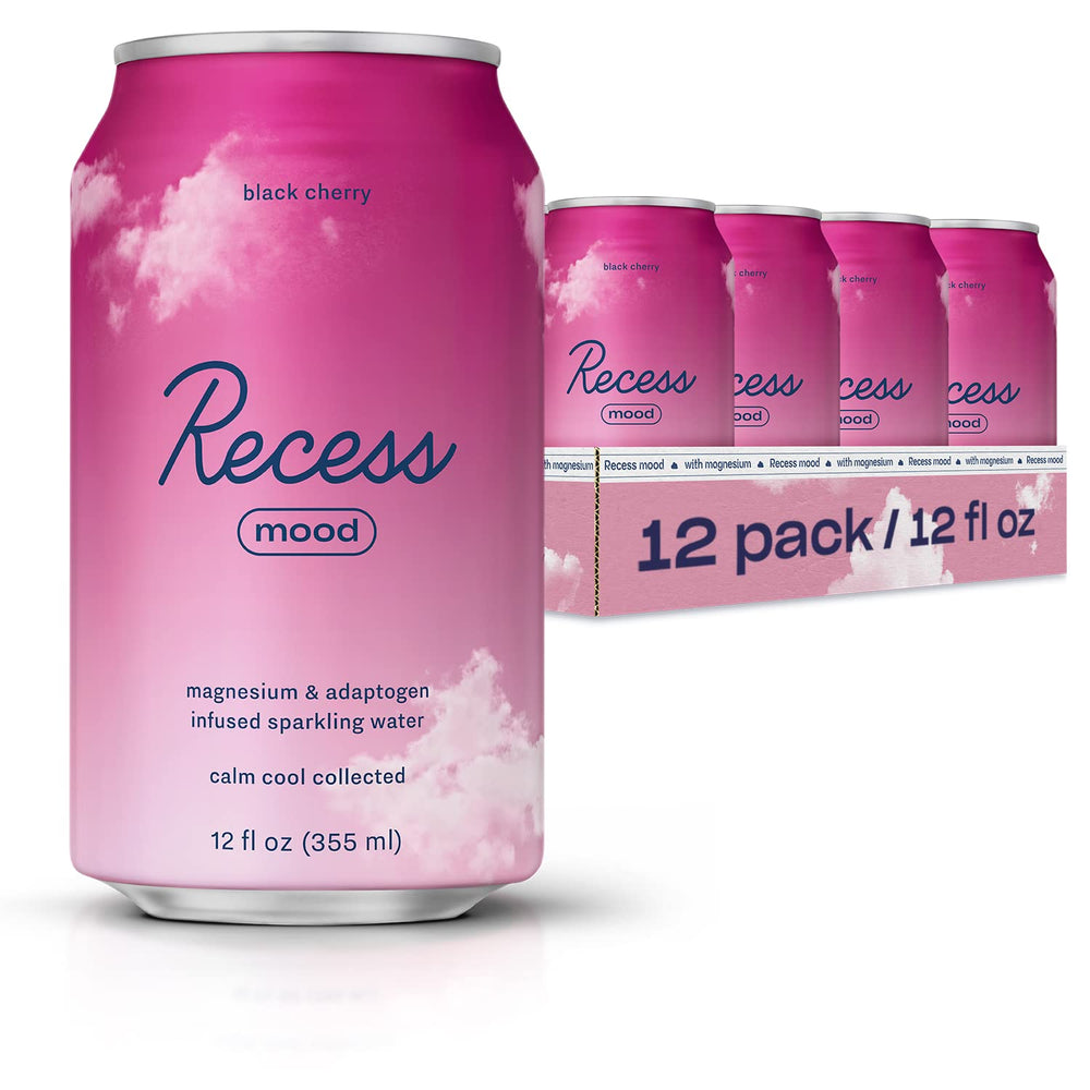 Recess Mood black cherry can front view for a refreshing relaxation moment