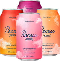 Recess Mood magnesium drink front view can promotes calm evenings