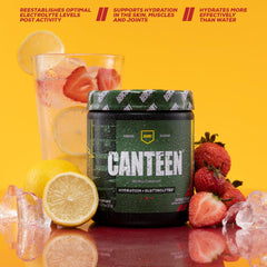 Glass of prepared REDCON1 Canteen Blue Freeze showing hydration after lifting.