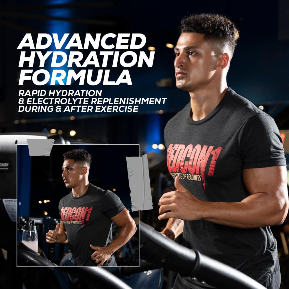 Shaker bottle with REDCON1 Canteen Blue Freeze during training for steady hydration.